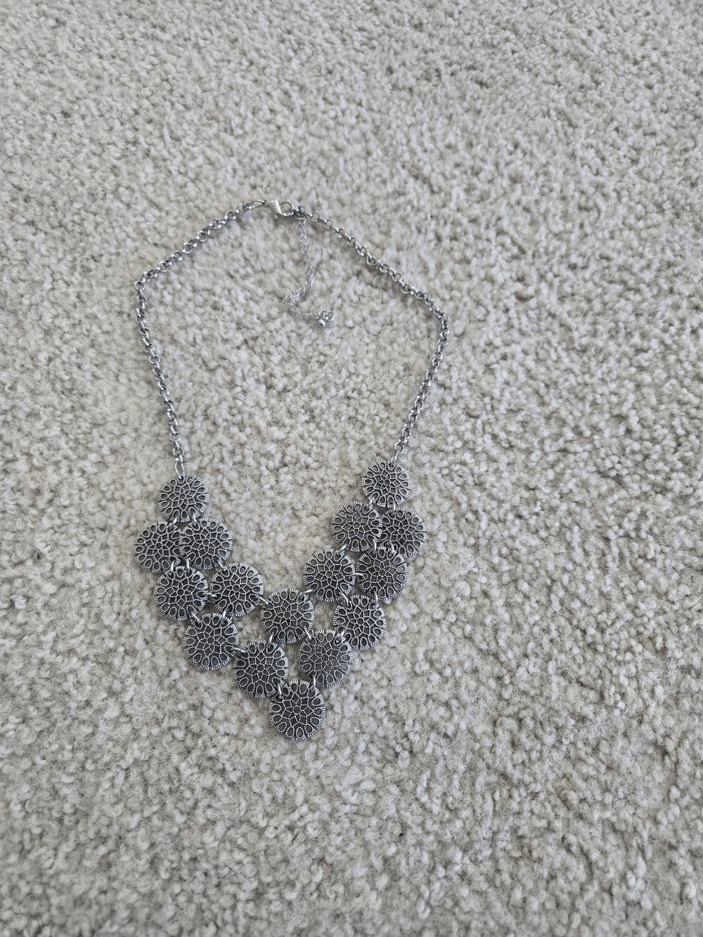 Silver Floral Filigree Statement Necklace - Women Jewelry